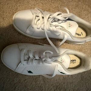 Adidas White Sneakers with Green Accents- women’s 8.  Brand new